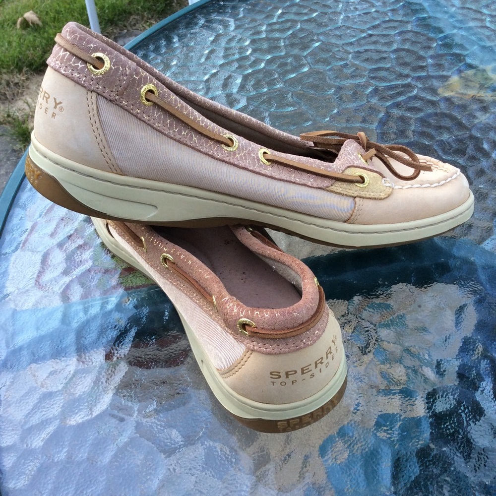Sperry Pink and Tan Boat Shoes